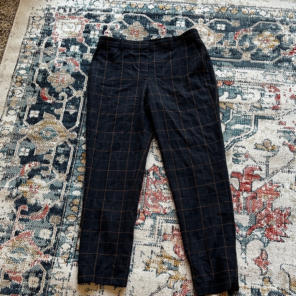 Theory Navy striped/checkered pants